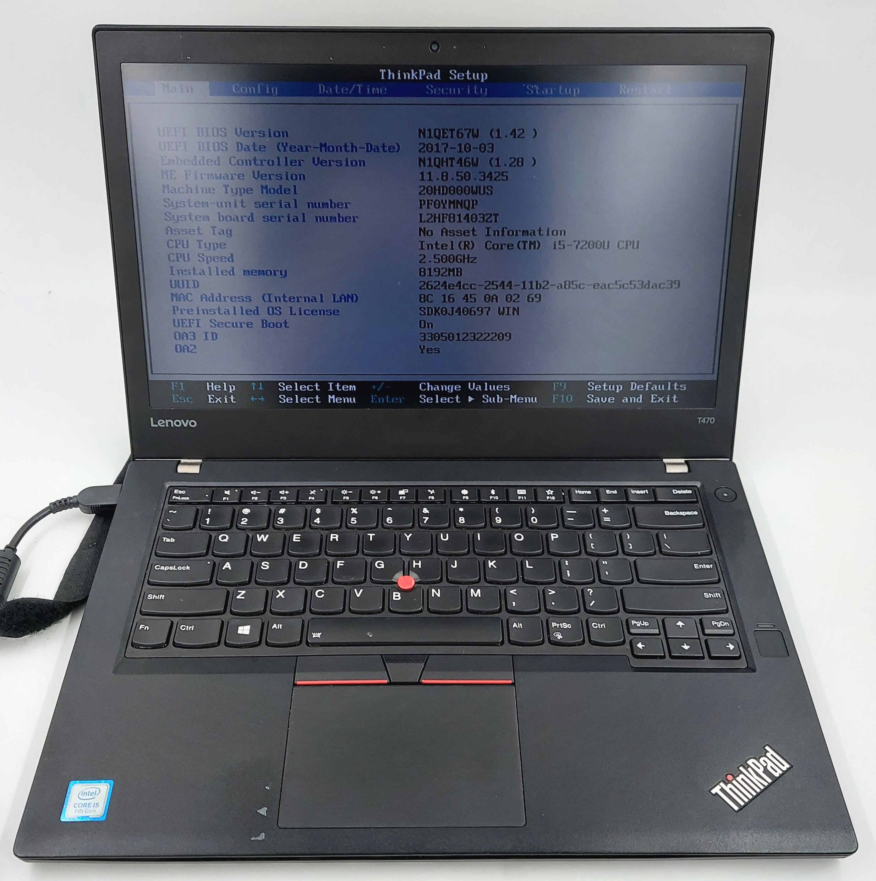 Lenovo Thinkpad T470 i7-6600U U 2.5GHz Laptop - 8GB RAM 256GB SSD - Win 10 Pro B Condition